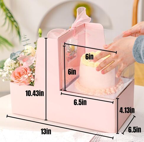 Generic Blooming Box Floral Gift Boxes for Birthday, Valentine's Day, Mother's Day, Father's Day, Wedding, Anniversary. Flowers and Cake Combination. 10 Pack., Yellow in Saudi Arabia