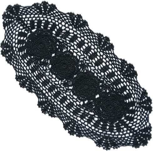 Phantomon Oval Lace Table Runner Doilies Floral Table Scarf Furniture Cloth Cover Handmade Crochet Placemats, 100% Cotton (Beige Oval, 12x24 Inch) in Kuwait