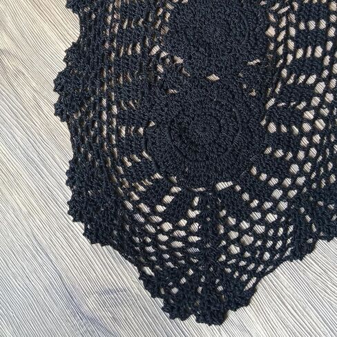 Phantomon Oval Lace Table Runner Doilies Floral Table Scarf Furniture Cloth Cover Handmade Crochet Placemats, 100% Cotton (Beige Oval, 12x24 Inch) in Kuwait