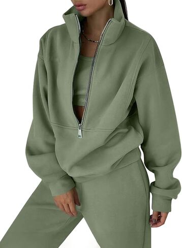 Eisctnd Womens Sweatshirt Joggers Suits Sets 2 Piece Outfits Jogger Sets for Women 2 Piece Pants Tracksuit Set GreyGreen XL in Saudi Arabia