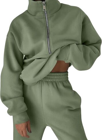 Eisctnd Womens Sweatshirt Joggers Suits Sets 2 Piece Outfits Jogger Sets for Women 2 Piece Pants Tracksuit Set GreyGreen XL in Saudi Arabia