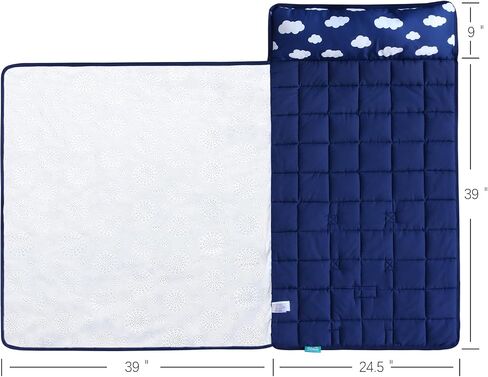 Nap Mat with Removeble Pillow and Fleece Blanket for Regalo My Cot/Joovy Travel Cot, Super Soft & Skin Friendly, Perfect Kids Sleeping Mats/Sleeping Bag for Preschool Daycare Boys and Girls, Grey in Saudi Arabia