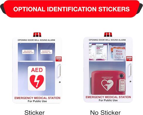 Emergency Medical Station | AED & Naloxone Wall Mount Cabinet Designed to Store AED's, Naloxone, Bleeding Control Kits & First Aid Kits for Public Spaces (White) in Kuwait