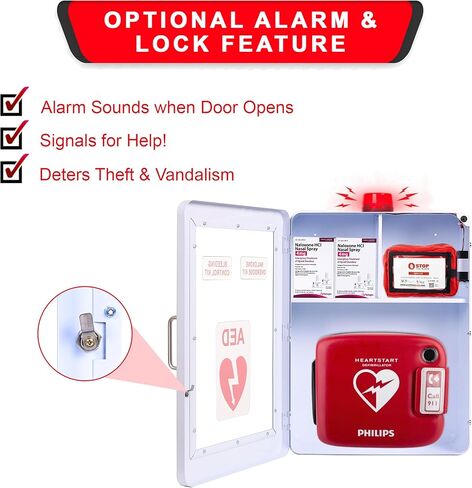 Emergency Medical Station | AED & Naloxone Wall Mount Cabinet Designed to Store AED's, Naloxone, Bleeding Control Kits & First Aid Kits for Public Spaces (White) in Kuwait