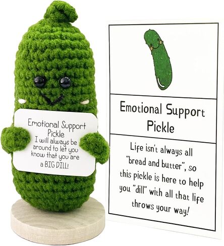 Emotional Support Crochet Pickle, Mini Funny Positive Pickle with Stand, Emotional Support Gift for Friends, Men, Women, Office Desk Decor in Saudi Arabia