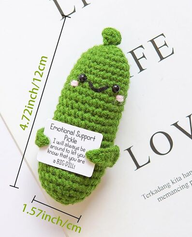 Emotional Support Crochet Pickle, Mini Funny Positive Pickle with Stand, Emotional Support Gift for Friends, Men, Women, Office Desk Decor in Saudi Arabia