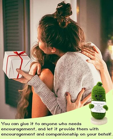 Emotional Support Crochet Pickle, Mini Funny Positive Pickle with Stand, Emotional Support Gift for Friends, Men, Women, Office Desk Decor in Saudi Arabia