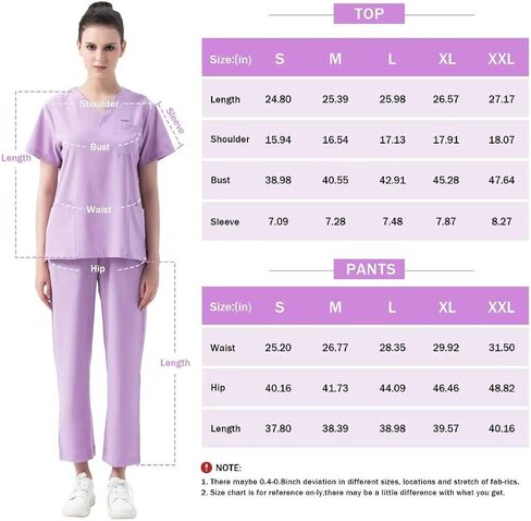 Scrubs for Women Set V-Neck Scrub Top & Jogger Pants Nursing Medical Uniform Stretch Workwear with Multi Pockets in Saudi Arabia