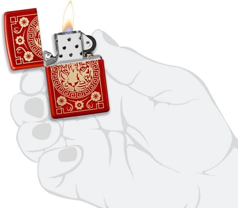 ولاعة جيب Zippo بتصميم عام النمر باللون الأحمر غير اللامع in Saudi Arabia