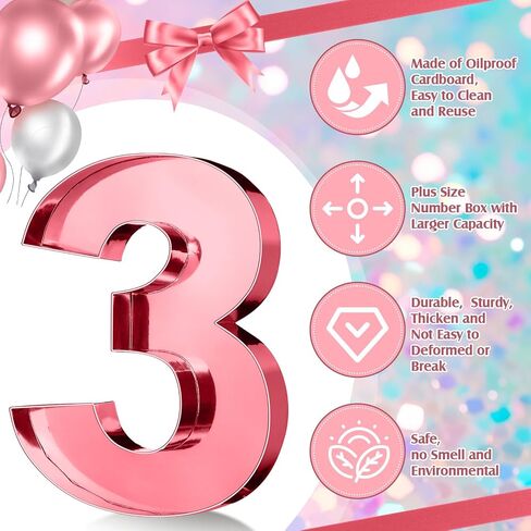 Mifoci 13.7" Cardboard Number for Charcuterie Birthday Party and Anniversary Fillable Paper Mache Chocolate Candy Graduation Decoration(Rose Gold, 2) in Saudi Arabia