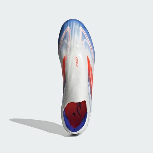 حذاء كرة قدم رجالي من adidas F50 League بدون أربطة للأرضيات الصلبة أبيض/أحمر شمسي/أزرق لوسيد 7.5 متوسط in Saudi Arabia