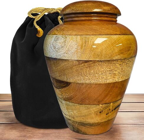 Cremation Urns for Human Ashes - Wooden Legacy Large Decorative Urn for Adult Men & Women - Burial Urns for Adult Human Ashes in Saudi Arabia