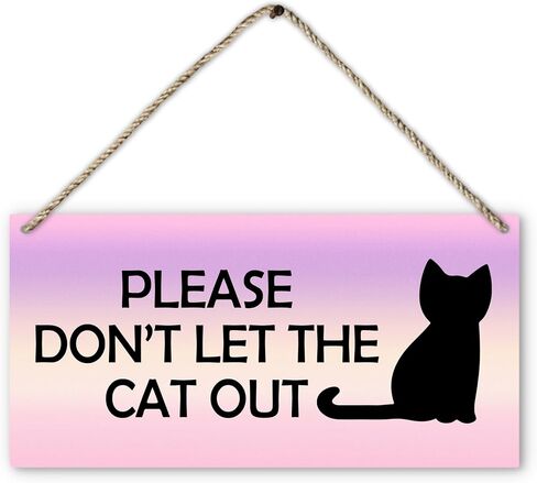 Cat Door Sign, Please Don't Let The Cat Out Printed Rustic Wood Plaque Sign Wall Hanging, Cat Lover Gifts for Women Hanging Wall Signs for Christmas Farmhouse Home Room Decor 12 x 6 Inches in Saudi Arabia