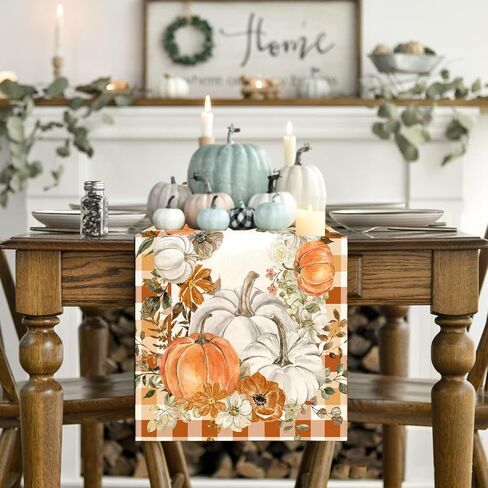 Fall Cucurbit Table Runner Leaf Tablecover Autumn Maple Leaves Table Runner Fall Autumn Harvest Thanksgiving Decor Fall Decoration for Home Party in Saudi Arabia