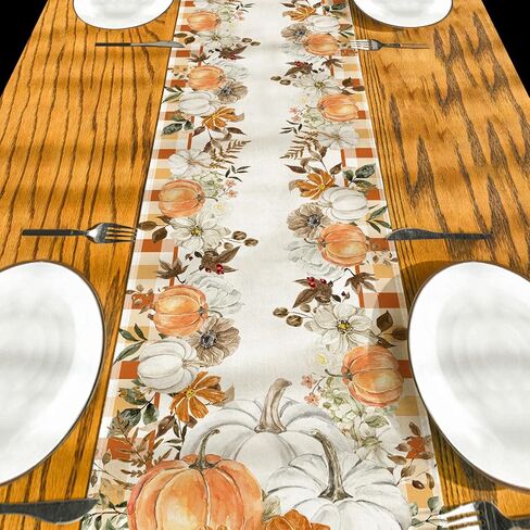 Fall Cucurbit Table Runner Leaf Tablecover Autumn Maple Leaves Table Runner Fall Autumn Harvest Thanksgiving Decor Fall Decoration for Home Party in Saudi Arabia