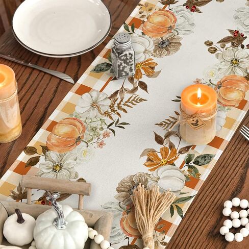Fall Cucurbit Table Runner Leaf Tablecover Autumn Maple Leaves Table Runner Fall Autumn Harvest Thanksgiving Decor Fall Decoration for Home Party in Saudi Arabia