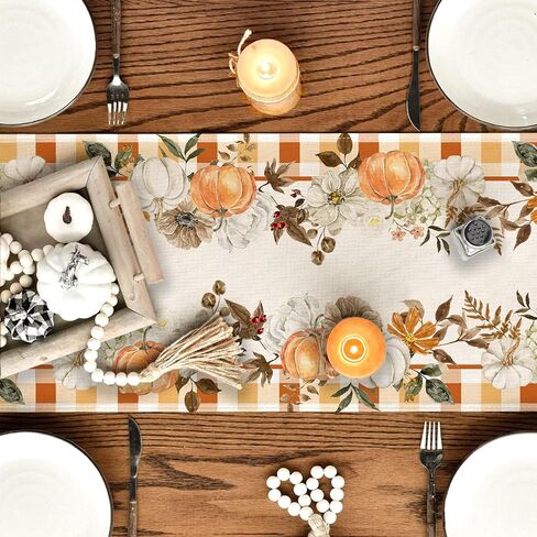 Fall Cucurbit Table Runner Leaf Tablecover Autumn Maple Leaves Table Runner Fall Autumn Harvest Thanksgiving Decor Fall Decoration for Home Party in Saudi Arabia