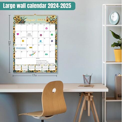 Calendar 2024-2025 - 18 Month Wall Calendar July 2024 - Dec 2025, 22" x 17" Large Monthly Calendar, Office Supplies Perfect for Planning and Organizing In Your Home, School or Office - Floral in Saudi Arabia