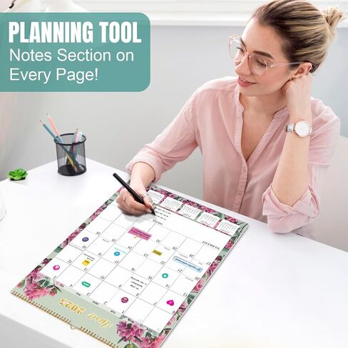 Calendar 2024-2025 - 18 Month Wall Calendar July 2024 - Dec 2025, 22" x 17" Large Monthly Calendar, Office Supplies Perfect for Planning and Organizing In Your Home, School or Office - Floral in Saudi Arabia