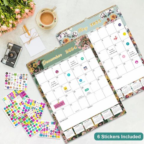 Calendar 2024-2025 - 18 Month Wall Calendar July 2024 - Dec 2025, 22" x 17" Large Monthly Calendar, Office Supplies Perfect for Planning and Organizing In Your Home, School or Office - Floral in Saudi Arabia