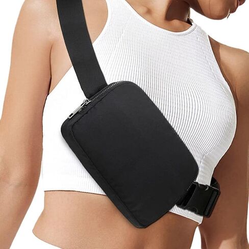 Nylon waterproof chest bag crossbody bag Outdoor sports running crossbody waist pack for men and women, Black in Saudi Arabia