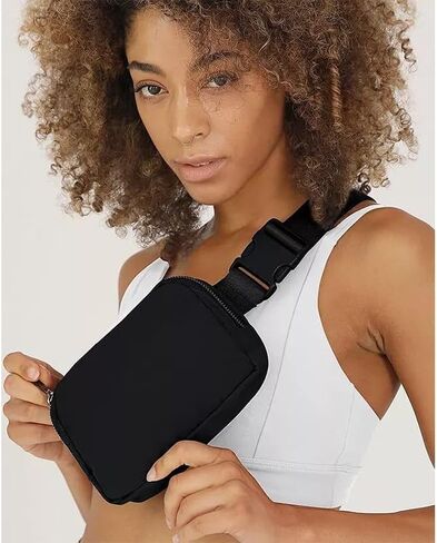Nylon waterproof chest bag crossbody bag Outdoor sports running crossbody waist pack for men and women, Black in Saudi Arabia