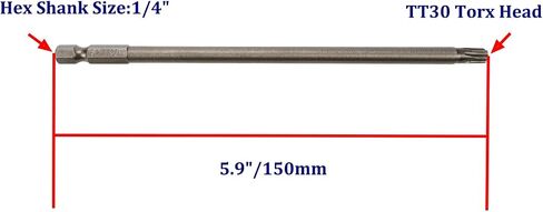 Torx Bit Set Security TT15 Torx Bits 4"/100mm Long,1/4" Hex Shank with Magnetic S2 Steel Security Torx Bit Set,Torx Bit Type(10pcs) in Saudi Arabia