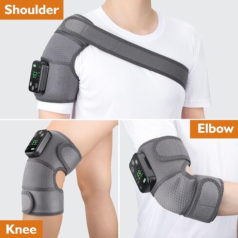 Cordless Heated Knee Brace with Vibration Massage Knee Warmers, Heating Pad for Knee - Built-in 4000mAh Battery, Adjustable Heating & Vibration Levels, Portable Knee Heating Pad (Gray) in Kuwait