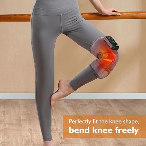Cordless Heated Knee Brace with Vibration Massage Knee Warmers, Heating Pad for Knee - Built-in 4000mAh Battery, Adjustable Heating & Vibration Levels, Portable Knee Heating Pad (Gray) in Kuwait