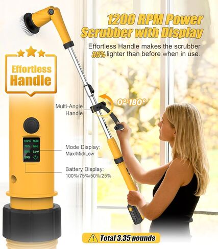 Qimedo Electric Spin Scrubber Extra Large Brush Q3,6000 mAh Best Battery Power Scrubber for Cleaning,1200RPM Shower Cordless Cleaning Brush with 8 Brushes for Bath/Tub/Tile/Floor (Smart Display) in Saudi Arabia