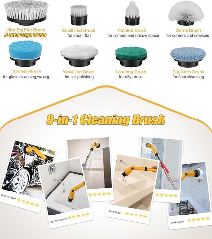 Qimedo Electric Spin Scrubber Extra Large Brush Q3,6000 mAh Best Battery Power Scrubber for Cleaning,1200RPM Shower Cordless Cleaning Brush with 8 Brushes for Bath/Tub/Tile/Floor (Smart Display) in Saudi Arabia