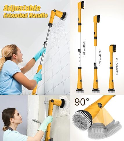 Qimedo Electric Spin Scrubber Extra Large Brush Q3,6000 mAh Best Battery Power Scrubber for Cleaning,1200RPM Shower Cordless Cleaning Brush with 8 Brushes for Bath/Tub/Tile/Floor (Smart Display) in Saudi Arabia