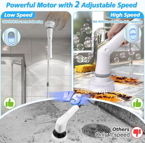 Qimedo Electric Spin Scrubber Extra Large Brush Q3,6000 mAh Best Battery Power Scrubber for Cleaning,1200RPM Shower Cordless Cleaning Brush with 8 Brushes for Bath/Tub/Tile/Floor (Smart Display) in Saudi Arabia