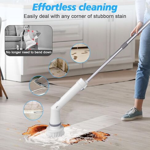Qimedo Electric Spin Scrubber Extra Large Brush Q3,6000 mAh Best Battery Power Scrubber for Cleaning,1200RPM Shower Cordless Cleaning Brush with 8 Brushes for Bath/Tub/Tile/Floor (Smart Display) in Saudi Arabia