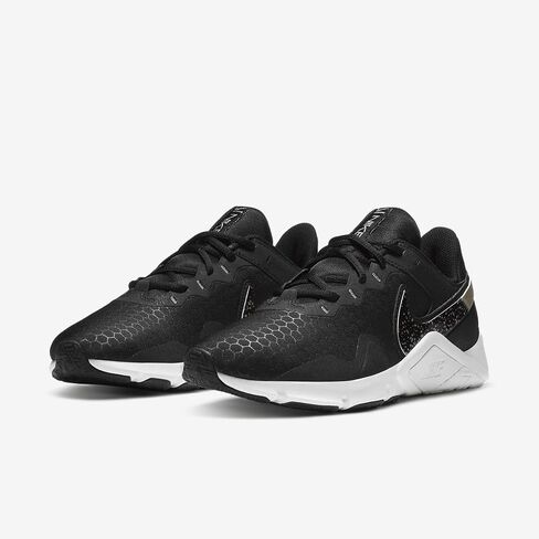 Nike Legend Essential 2 Women's Workout Shoes (CZ3668-001, Black/White/Metallic Gold Grain) in Saudi Arabia