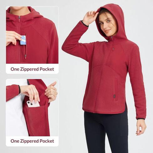 BALEAF Women's Fleece Thermal Jacket Hooded Polar Warm Winter Lightweight Jackets Cold Weather Running Hiking Casual Outdoor in Saudi Arabia