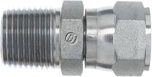 Brennan Industries 6505-08-10 تركيب أنبوب فولاذي مستقيم، 1/2"-14 NPTF x 7/8"-14 خيط SAE، 5/8" ذكر NPTF x 5/8" أنثى JIC دوارة in Kuwait