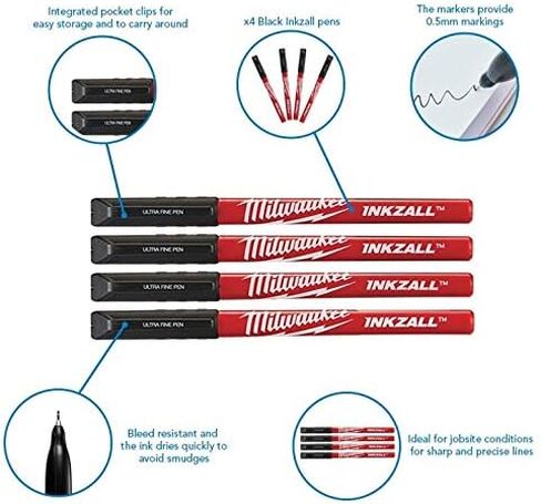Milwaukee PEN FINE POINT ULTRA BLACK 4PK 48-22-3164 in Saudi Arabia