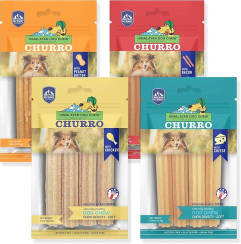 yakyCHURRO Himalayan Cheese Treats | Lactose Free - Gluten Free - Wheat Free -Soy Free| USA MADE | For All Breeds | BACON FLAVOR | 3 Resealable Pouches in Saudi Arabia