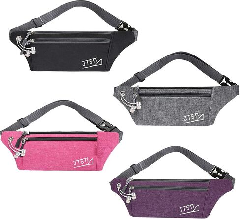 JTSN 4 pk Fanny Pack for Women & Men Running Belt Bag Waist Pack Fashionable Crossbody Waterproof Small Lightweight Bum Hip Bag Workout Gift Outdoor Travel Hiking (Grey Black Pink Purple) in Saudi Arabia