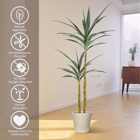 Artificial Tree 4Ft Artificial Agave Plant, Indoor Large Fake Plant in Black Plastic Planter, for Indoor or Outdoor Office Decoration Housewarming Gift (4 FT) in Saudi Arabia