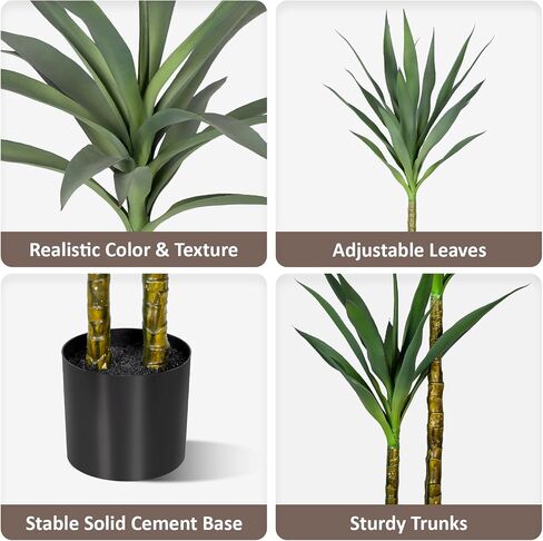 Artificial Tree 4Ft Artificial Agave Plant, Indoor Large Fake Plant in Black Plastic Planter, for Indoor or Outdoor Office Decoration Housewarming Gift (4 FT) in Saudi Arabia