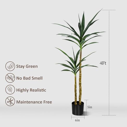 Artificial Tree 4Ft Artificial Agave Plant, Indoor Large Fake Plant in Black Plastic Planter, for Indoor or Outdoor Office Decoration Housewarming Gift (4 FT) in Saudi Arabia