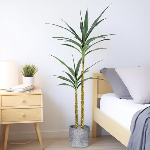 Artificial Tree 4Ft Artificial Agave Plant, Indoor Large Fake Plant in Black Plastic Planter, for Indoor or Outdoor Office Decoration Housewarming Gift (4 FT) in Saudi Arabia
