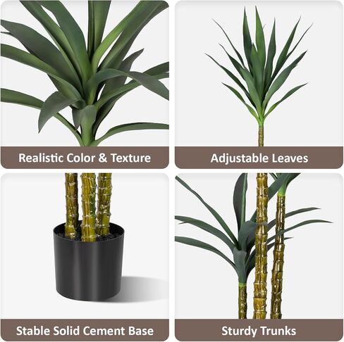 Artificial Tree 4Ft Artificial Agave Plant, Indoor Large Fake Plant in Black Plastic Planter, for Indoor or Outdoor Office Decoration Housewarming Gift (4 FT) in Saudi Arabia