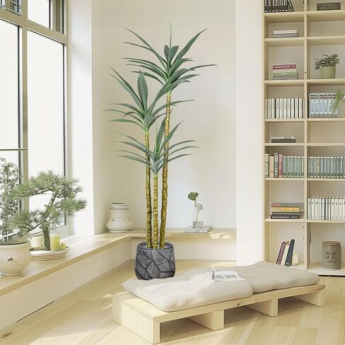 Artificial Tree 4Ft Artificial Agave Plant, Indoor Large Fake Plant in Black Plastic Planter, for Indoor or Outdoor Office Decoration Housewarming Gift (4 FT) in Saudi Arabia