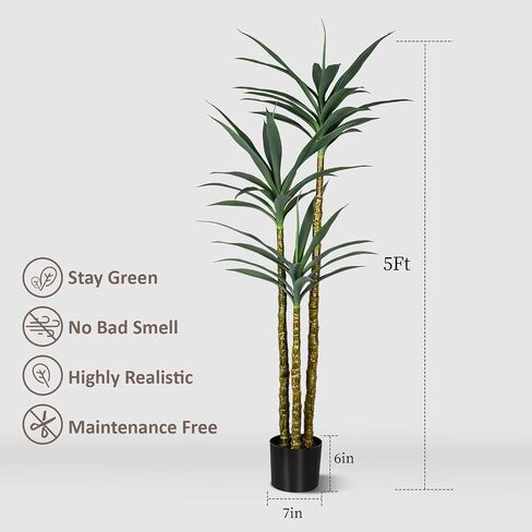 Artificial Tree 4Ft Artificial Agave Plant, Indoor Large Fake Plant in Black Plastic Planter, for Indoor or Outdoor Office Decoration Housewarming Gift (4 FT) in Saudi Arabia