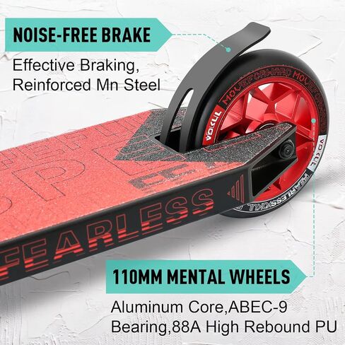 VOKUL K1 Pro Trick Scooter | Stunt Scooter, for Kids 8 Years and Up,Teens,Adults - Best Entry Level Freestyle Stunt Scooter for,Boys,Girls - Freestyle Skate Park Street Scooter (Red) in Saudi Arabia