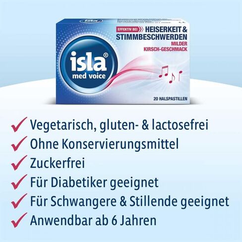 isla med Voice milde Kirsche Halspastillen, 20 pcs. Pastilles in Saudi Arabia