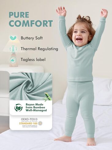 HAPIU Rayon from Bamboo Toddler Pajamas Set, Pjs Baby Kids Girls Boys, Lavender & Baby Pink & Sage, 3T in Kuwait